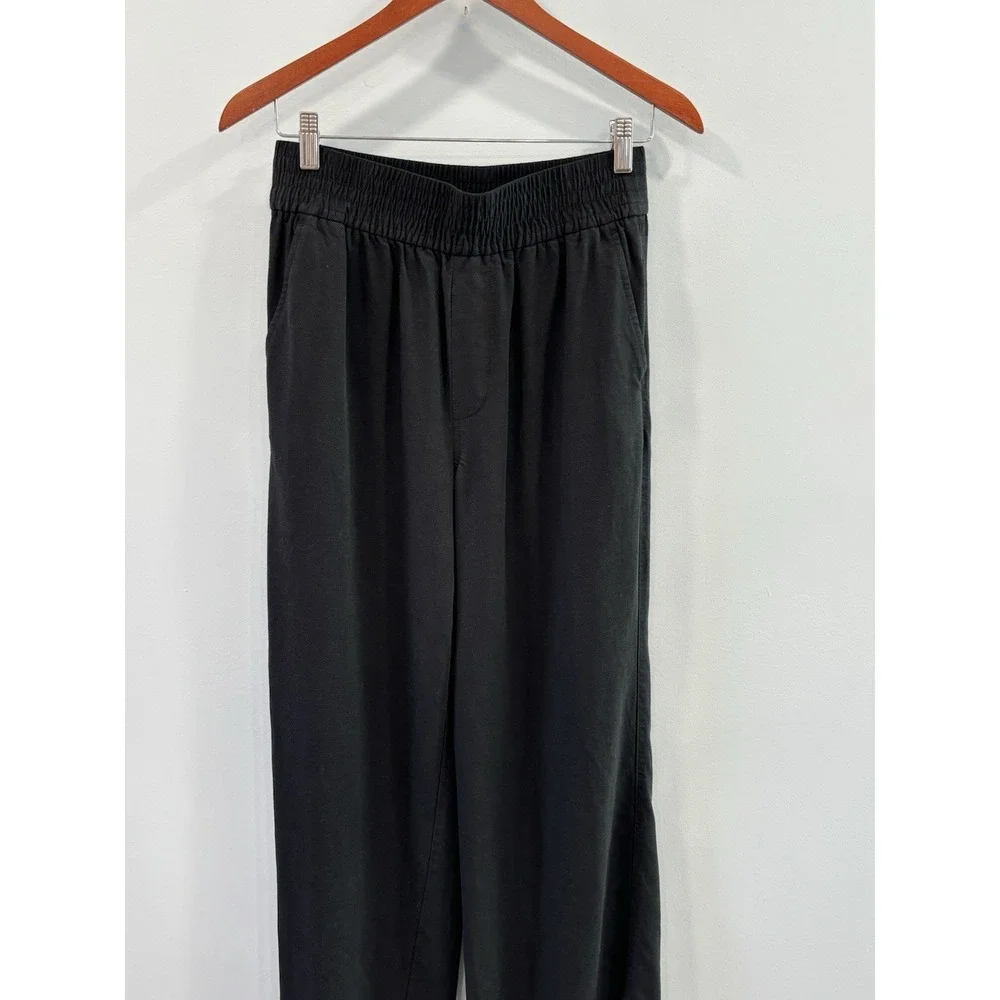 Madewell Black Wide Leg Pull On Pants Size Small Tall Viscose Lyocell Trousers - Picture 2 of 11